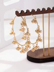 时尚吊灯波西米亚风吊珠夸张大号轻质圆形耳环，适合女士和女孩聚会、日常度假和办公室穿着