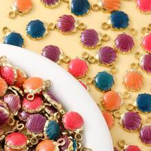 50pcs/Pack Alloy Ocean Series Charms Cartoon Seashell Whale Epoxy Resin Pendant For DIY Bracelets, Necklaces, Anklets, Keychains, Jewelry Crafts