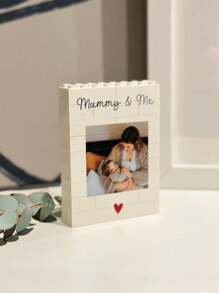 1 szt. Spersonalizowane drewniane klocki ze zdjęciem ojca i córki, prezent dla taty, białe, klocki, układanka, prezent dla niego, ojca, dziadka - Biała, jednostronna personalizacja - Zobacz 4