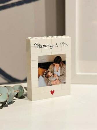 1 pièce Blocs de construction en bois personnalisés photo père-fille, cadeau pour papa, blanc, blocs, puzzle, cadeau, pour lui, père, grand-père