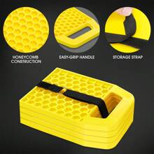 [4 piezas] Bloques de nivelación, almohadillas estabilizadoras de gato para ruedas de caravana o autocaravana, de 8.8"X6.5" - Amarillo - Ver 3