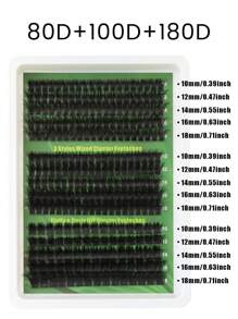 Hinarin 275 pièces D Curl Volume Lash Clusters 80D+100D+180D Extensions de cils individuels volumineuses et épaisses 10-18 mm Faux cils en grappes individuels effilés