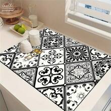 1/4/6/8 件花卉单色咖啡机垫 - 快速吸收、防滑、耐热厨房台面保护垫，适用于办公室、家庭或酒店使用，咖啡站垫 - 彩色 - 查看 2