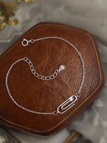 1pc Heart Double Layer Bracelet For Women S925 Sterling Silver Round Bead Fine Jewelry Gift For Dating - Style 1 - View 2