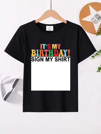 Young Boys Creative Letter Slogan Print Short Sleeve T-Shirt, Casual Top