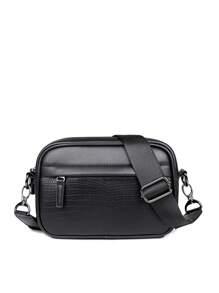 男士时尚休闲斜挎包，大容量，青春礼物，街头风格，新设计 - 黑色 - 查看 6