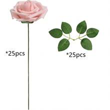 10/30/50 bông hồng giả bằng xốp màu ngà có cuống, thích hợp để tự làm bó hoa cưới, trang trí bàn tiệc cô dâu, trang trí bàn tiệc, ngày Valentine và ngày của Mẹ (không bao gồm hộp giấy) - Màu Hồng baby - Xem 10