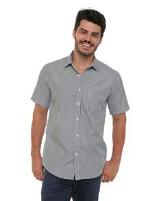 Rand paul Men's Casual Slim Fit Short Sleeve Plaid Shirt With Pockets - màu đen - Xem 3