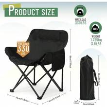 2 Pack Compact Camping Chairs Portable Folding For Outside With Carry Bag Lightweight Moon Chairs For Travel Picnic Hiking Beach Fishing, 600D Oxford, Supports 330lbs - 藍色, 黑色 - 查看 2
