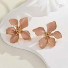 Pendientes de gota de aceite con diseño floral para mujeres, elegantes y minimalistas con acabado estético de alta gama