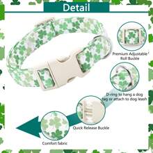 St. Patrick's Day Themed! Multiple Clover & Shamrock Print Polyester Dog Collar, Various Sizes Fit Small/Medium/Large Dogs, Suitable For Boy Dogs & Girl Dogs