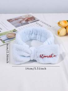 1 Stück personalisierte Spa-Schleife Stirnbänder für Frauen, mit eigenem Namen bedrucktes Stirnband für Hautpflege und Make-up, flauschige, individuell beschriftete Wasch- und Dusch-Haarband für Hautpflege, Yoga, elegante Schleifen-Kopfbedeckung für das tägliche Gesichtwaschen, Frauenhaarschmuck