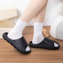 女士夏季室内家居浴室防滑软底拖鞋，EVA 情侣沙滩拖鞋，女士夏季 - 黑色 - 查看 5