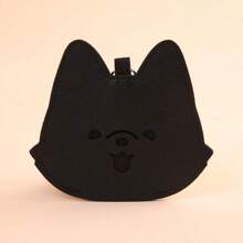 Cute Cartoon Dog Poop Bag With Leash Holder, PU Leather, Korean Style, Pet Cleaning Waste Bag