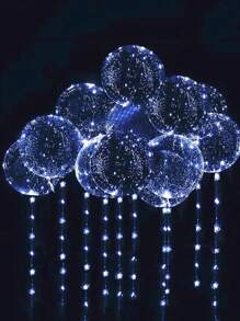 20/10 LED 照明透明气球，包含 5 串 LED 灯和 5 个 20 英寸气球，暖白色仙女灯，发光泡泡气球，适用于婚礼、浪漫烛光晚餐装饰、新年派对、求婚派对、生日、母亲节 DIY 装饰（不含电池，20 英寸是气球的充气尺寸，为达到图片效果，请使用氦气充气） - 多色 - 查看 9