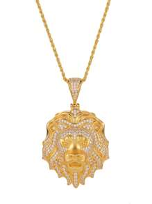 1pc Personalized Hip Hop Style S925 Sterling Silver Zirconia Lion Head Pendant Necklace, Unisex, Suitable For Party, Stage, Street Music Festival, Holiday Gift - Multicolor - View 6