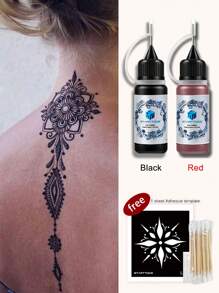 Juice Tattoo Ink, Colorful Fruit-Juice Based Body Paint Compatible With Tattoo Stencils, Suitable For Men & Women, Semi-Permanent & Waterproof Temporary Tattoo Ink - Multicolor - View 13