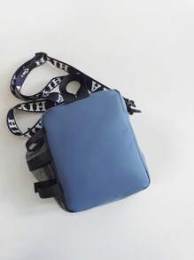 高中生大学新生多功能单肩包单肩包休闲包迷你男士字母图案方形包带包饰，手提包书包适合旅行、大学、运动、通勤