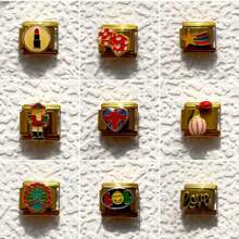 1 Pc New Italian Style Modular Personalized Bracelet Series Gold Base Red Dice Soldier Perfume Series - Gold - View 12