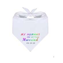1 pieza Pañuelo personalizado para mascota, Accesorio de foto de boda con fecha personalizada, Babero personalizado para perro con fecha de boda