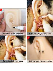 2-10件/套穿孔套件无菌一次性无菌耳洞装置软骨耳屏穿孔枪无痛鼻穿孔工具