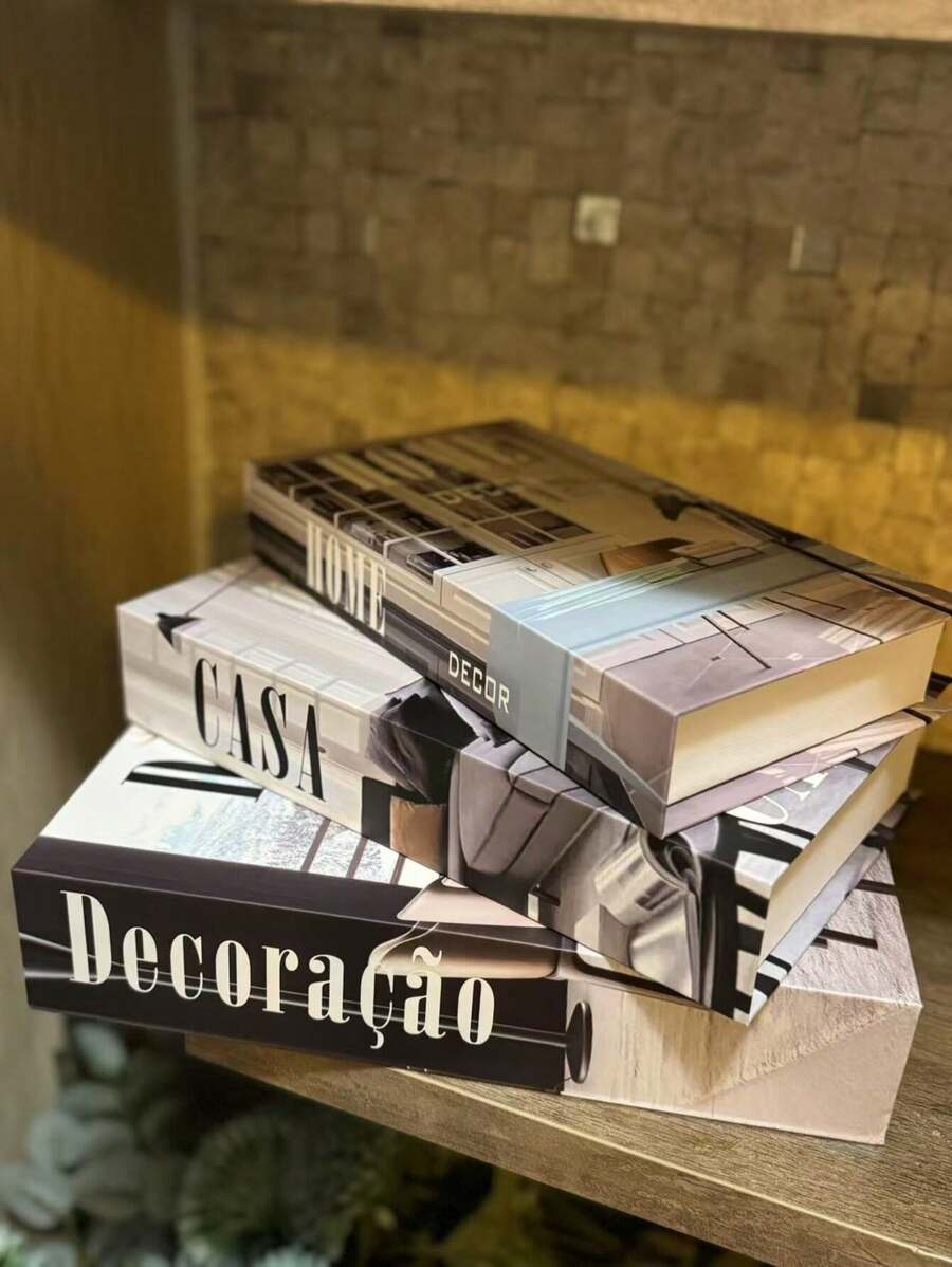 Kit With 3 Fake Books Desk Book Organizer Box Decorative Object Holder - DECORACAO - View 1