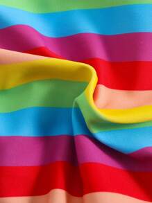 Men's Beach Vacation Casual Rainbow Stripe Drawstring Triangle Swim Trunks - Multicolor - View 6