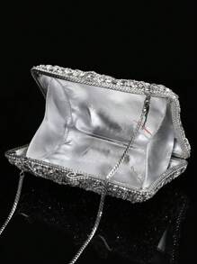 1pc Glittery Elegant Party Handbag, Luxury Women's Crystal Clutch Bag, Fashion Cosmetics & Perfume Handbag, Handcrafted Sparkling Crystal-Studded Metallic Purse, Suitable For Formal Events Like Parties, Galas, And Gatherings For Sophisticated Ladies (Not For Storing Phones) - Multicolor - View 8