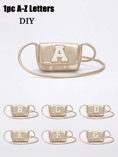 1pc A-Z Letter Diy Casual Fashion Simple Shoulder Crossbody Small Shoulder Bag, Fashionable Small Square Bag Simple Western Style Niche Handbag Cute Casual Shoulder Crossbody Bag, Suitable For Attending Parties, Daily Use, Sweet And Cute Small Square Crossbody Bag