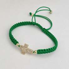 1pc Fashion Religious Cross Braided Bracelet, Suitable For Daily Wear/Festival Gift - Style1 - View 3