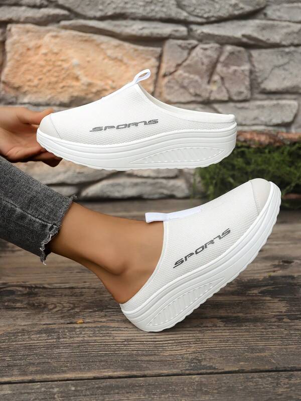 Femmes Ballerines à Plateforme Bout Rond, Chaussures Respirantes Légères en Maille, Convient pour le Trajet, le Port Quotidien, les Activités Extérieures, le Bureau, l'École, le Printemps/Été/Automne, Mocassins Polyvalents en Noir et Blanc