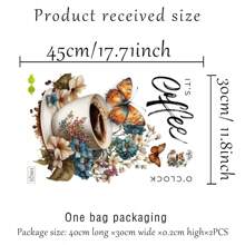 花朵咖啡杯墙贴蝴蝶英文字母装饰贴纸水彩花朵厨柜窗户墙贴花 - 彩色 - 查看 8