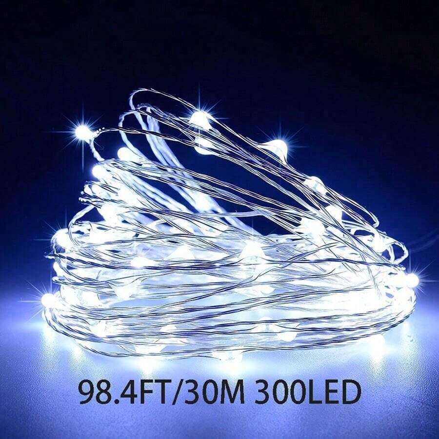 1 件 50/100/200/300LED 太阳能灯串户外防水，8 种模式铜线 LED 灯串，节日派对花园装饰灯