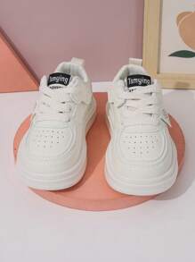 1 Pair Baby Canvas Lace-Up Sneakers, Fashionable Sports Casual Flat Shoes For Spring/Autumn