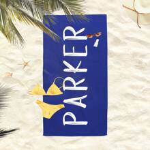 1 pieza Toalla de playa extra grande, personalizable con nombre y color, súper absorbente y de secado rápido, a prueba de viento y con protección solar, adecuada para hombres, mujeres, niñas, fiestas en la playa, viajes, campamento, accesorios de playa, regalo esencial para vacaciones de verano