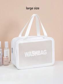 1 Pc Pvc Makeup Bag With A Small Body And Large Storage Capacity,Portable Women's Travel Transparent Waterproof Wash Bag, Storage Bag, Handbag Bag, Multi-Functional Travel Makeup Wash Bag,One Bag Is Versatile And Convenient For Daily Life, Cold Resistant, Waterproof Material, Semi Transparent Frosted Design, Beauty And Makeup Tools
