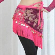 Women's Tassel Belly Dance Hip Scarf With Gold Coin Tassel Triangle Scarf Belt Skirt Carnival Stage Performance Carnival Waist Chain Embroidered Shawl Hip Triangle Scarf Latin Dance Sequin Tassel Hip Scarf - Multicolor - View 14