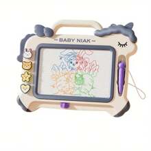 1 块带木制画架的交互式儿童绘图板 - 适合 3 岁以上男孩和女孩，非常适合生日、圣诞节和万圣节礼物，包括粉色/湖蓝色配件，最适合圣诞节 - 彩色 - 查看 1