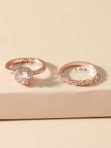 1pc Fashionable Rhinestone Decorative Ring - Rose Gold - View 3