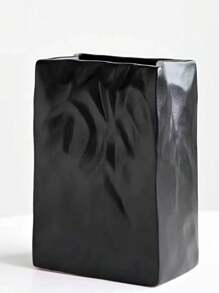 Crinkle Paper Bag Ceramic Vase, Wide Mouth Pleated Vase, Unique White Matte Vase, Minimalist Boho Vase For Flower Arrangement Table Centerpiece Home Office Bookshelf Decor Gifts Birthday Graduation