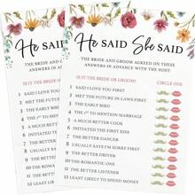 41 pièces, Jeu de douche nuptiale imprimé pour fête - 4 jeux et activités amusants pour 20 invités, impression recto-verso, comprend le bingo, le symbole, le marié et la mariée disent, vient avec des cartes de réponse