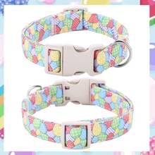 复活节主题！涤纶狗项圈，带有多色复活节彩蛋和兔子印花，有小号、中号和大号可供选择，适合公狗和母狗 - 彩色 - 查看 3