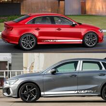 2 Stücke Auto Seitentür Rennsport Stil Aufkleber Vinyl Folie Dekoration Abziehbilder Seitenschweller Zierleisten Streifen Auto Tuning Außenzubehör für Audi A3 8V 8P 8Y 8L Limousine TFSI Sportback S3 RS3