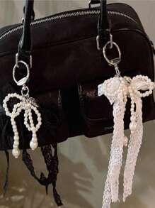 1 件可爱时尚芭蕾舞鞋蕾丝蝴蝶结手机链吊坠兼容 iPhone 通用配件美观钥匙扣装饰