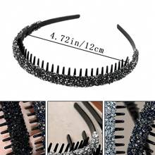 4件套时尚水晶发箍，女士防滑发圈梳子水晶发箍闪亮水钻发饰，发箍，发绳 - 彩色 - 查看 4