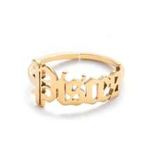 1 pieza Anillo chapado en oro de acero inoxidable para mujer con doce constelaciones, de moda y sencillo, apropiado para el uso diario de joyas de mujer