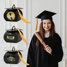 Party Gift Box Packaging, 24 Pcs Graduation Cap Gift Box, Graduation Candy Boxes Party Favors, Graduation Hat Favor Box With Tassel Treat Boxes For Tables Graduation Decorations Grad Party Favor - Black - View 3