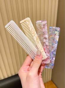 1 pieza Accesorio para el cabello, versátil y sencillo, varios colores, peine mediano, fácil de llevar y colocar en el bolso, para damas - Multicolor - Ver 4