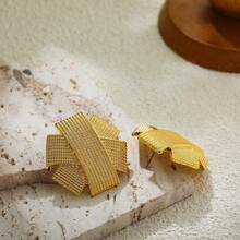 1 par de pendientes de aro exagerados con cadena retorcida de color dorado metálico, regalo del Día de San Valentín para mujeres