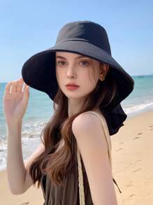 A 2025 New Summer Neck Protection Sun Shawl Sun Hat For Women All-Match Fashion Anti-Ultraviolet Enlarged Brim Sun Hat